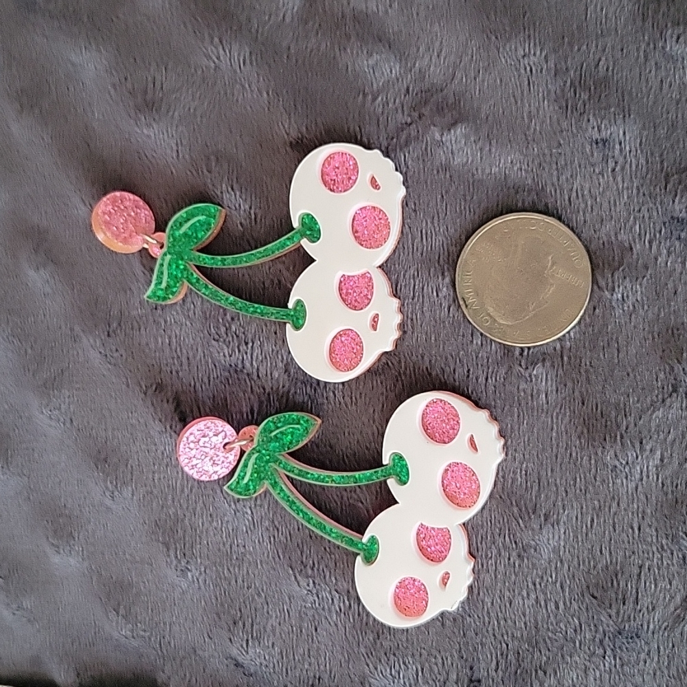 Sparkle Skull Cherry Earrings - Picture 5 of 7
